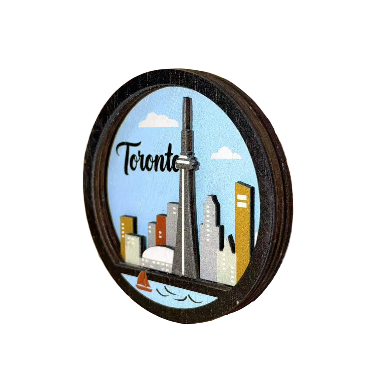 Toronto Skyline and CN Tower 3D Wooden Magnet side