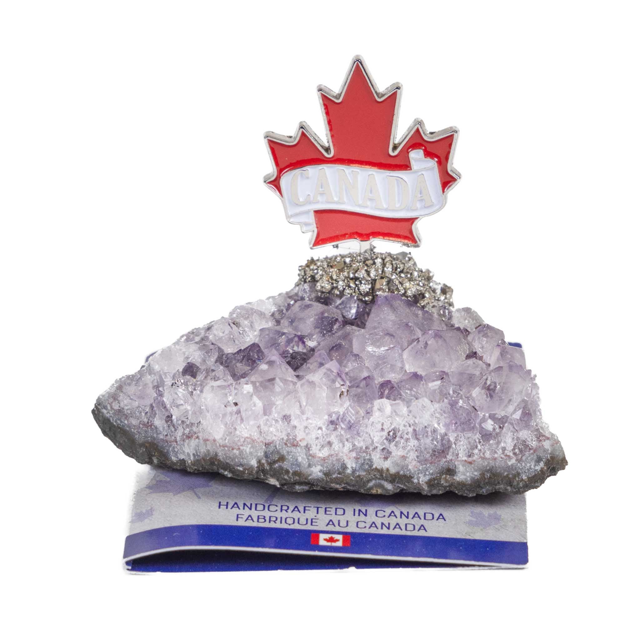Amethyst Cluster with Canada Red Leaf metal figurine