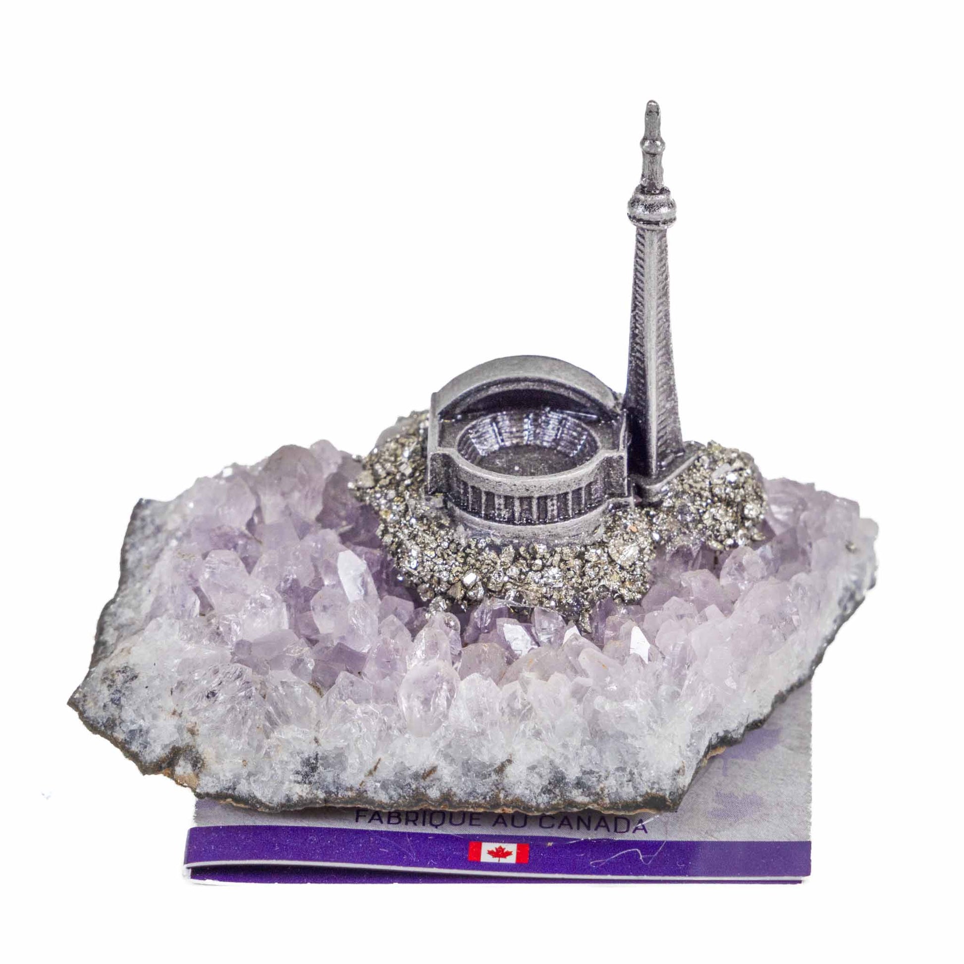 Amethyst Cluster with Toronto Skyline metal figurine - S