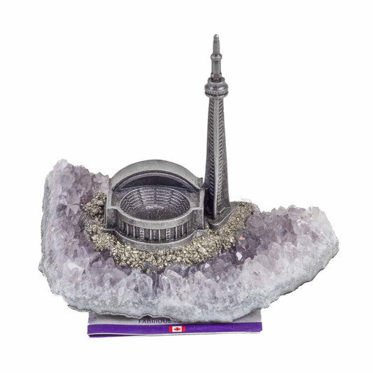 Amethyst Cluster with Toronto Skyline metal figurine - XL