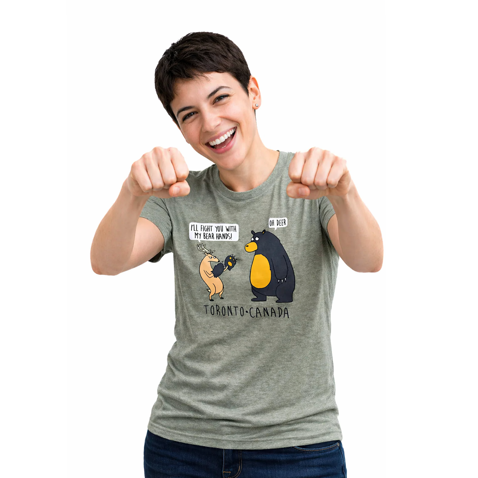 Bear Hands Oh Deer! Funny Toronto Canada T-shirt female