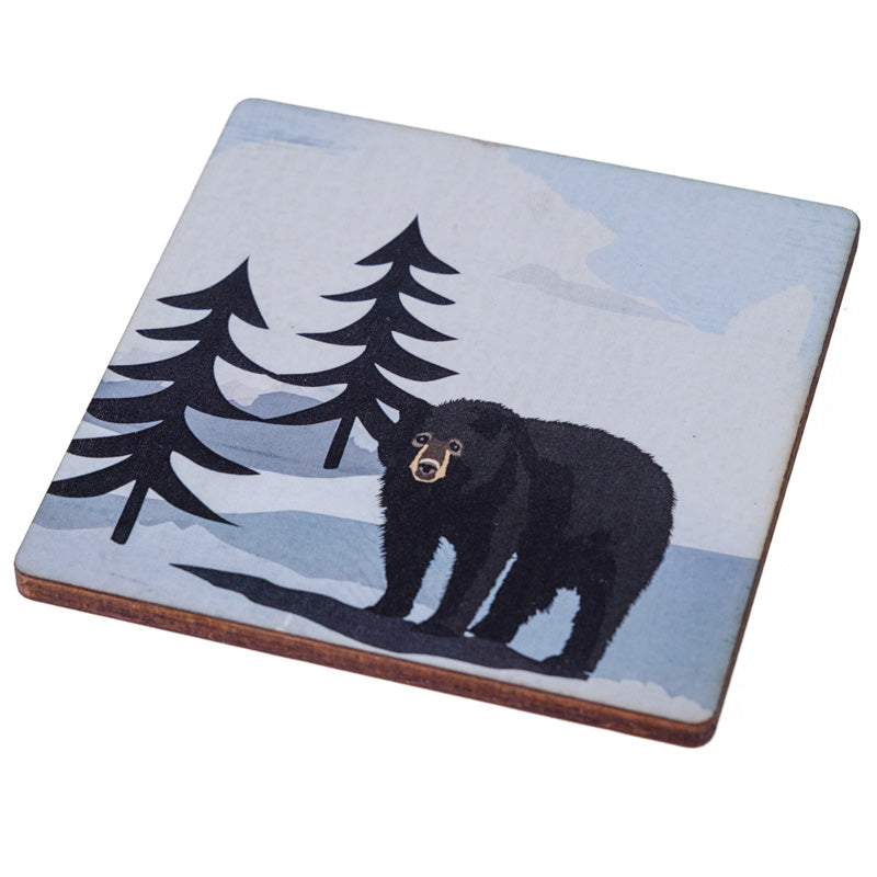 Canadian Black Bear in Forest - Wooden Coaster