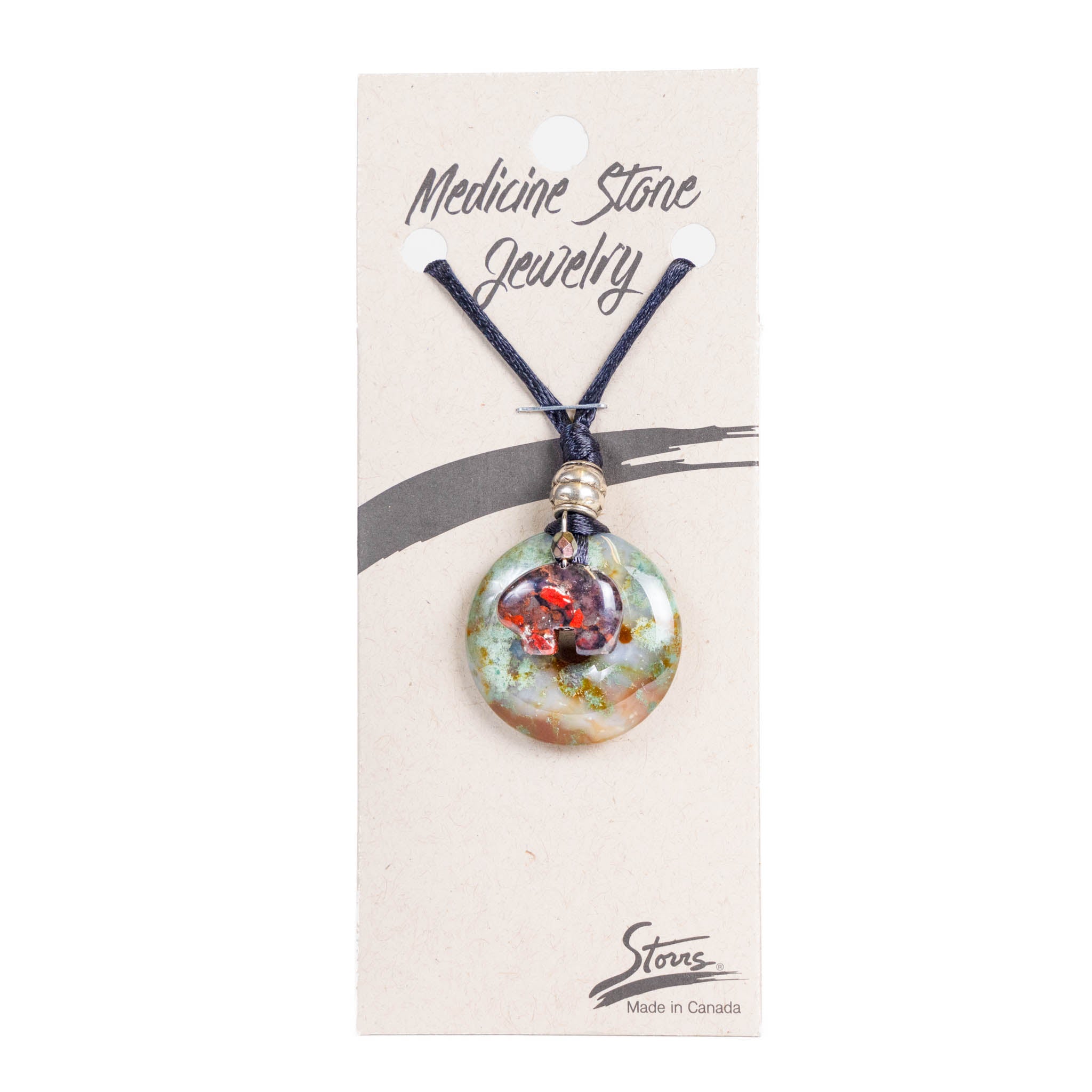 Canada Bear Charm Agate Medicine Stone Necklace