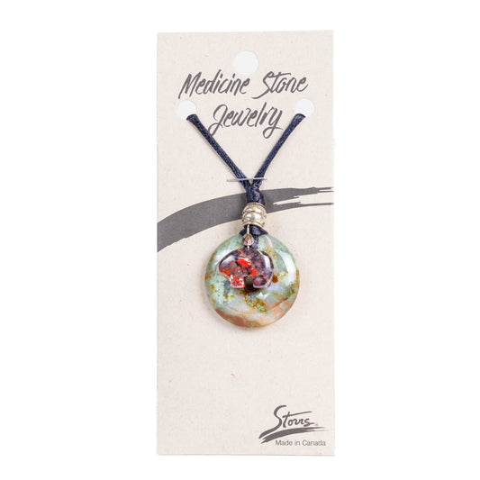 Canada Bear Charm Agate Medicine Stone Necklace