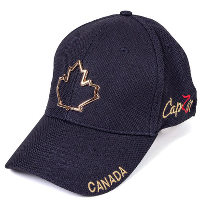 Canada Golden Maple Leaf Cap - Black, Adjustable Fit Front View