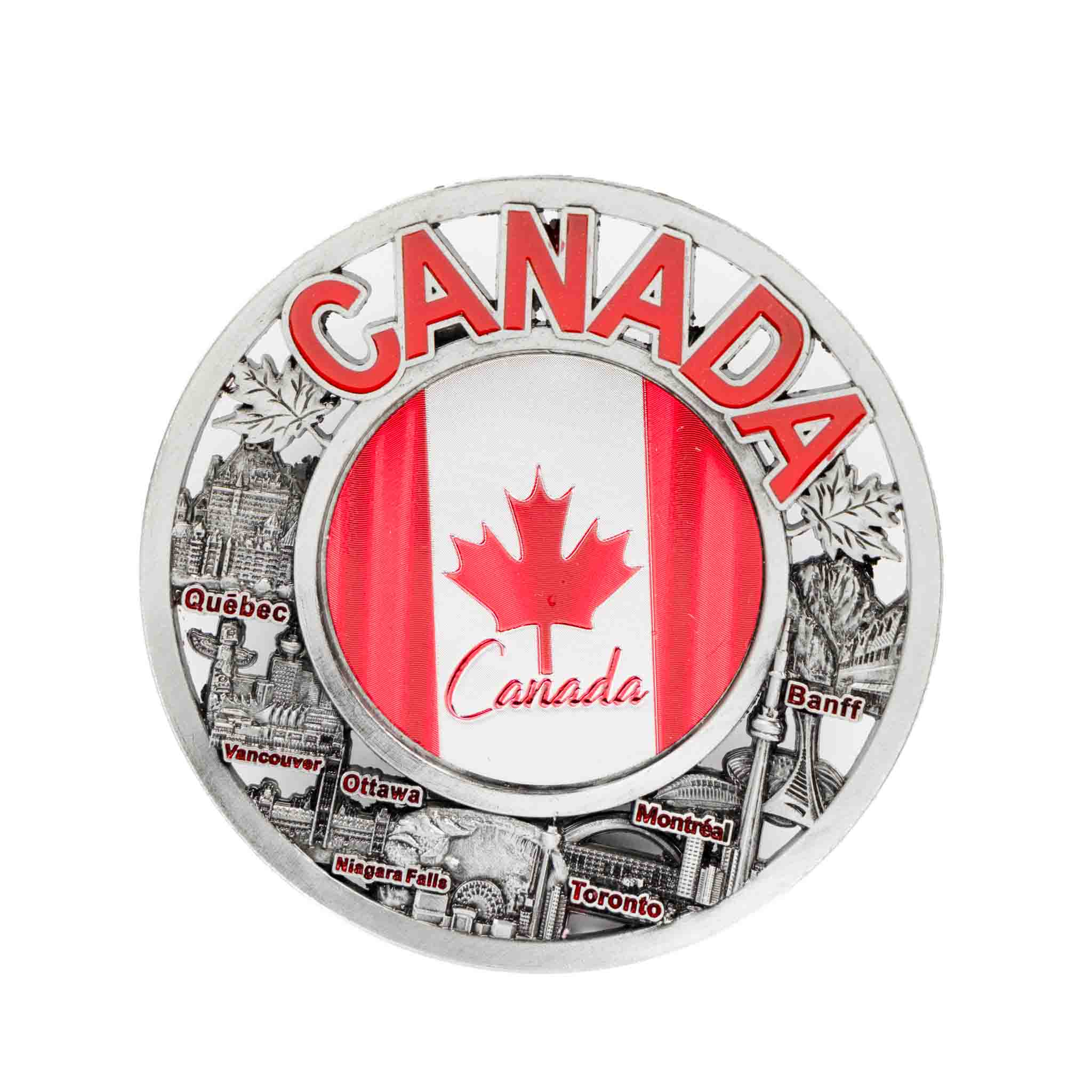 Canada Heritage Metal Plate Magnet with Canadian Flag