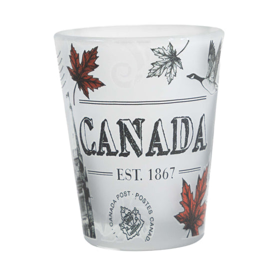 Canada Icons with Maple Leaf Shot Glass