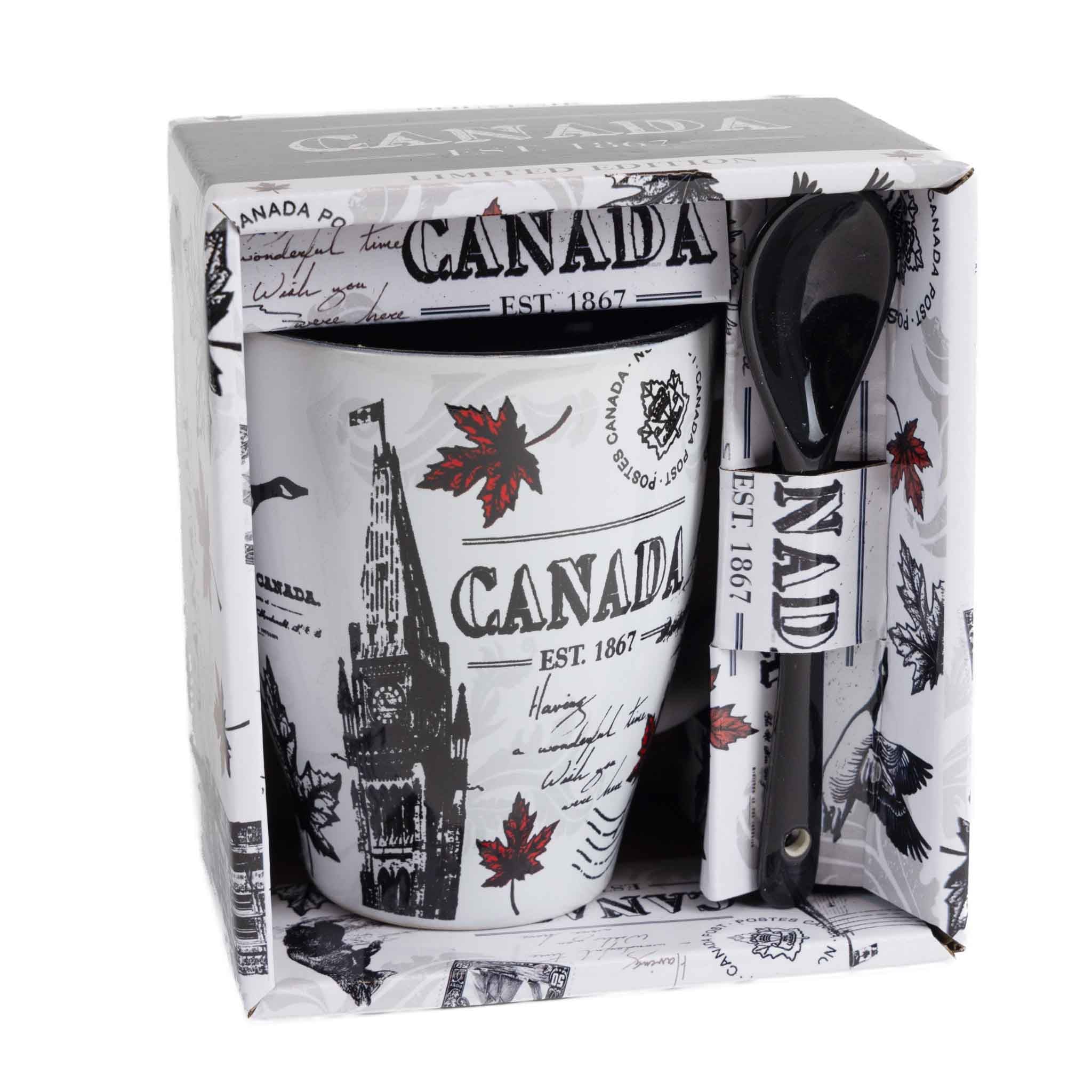 Canada Icons with Moose and Bear Mug & Spoon Set - 10oz with box