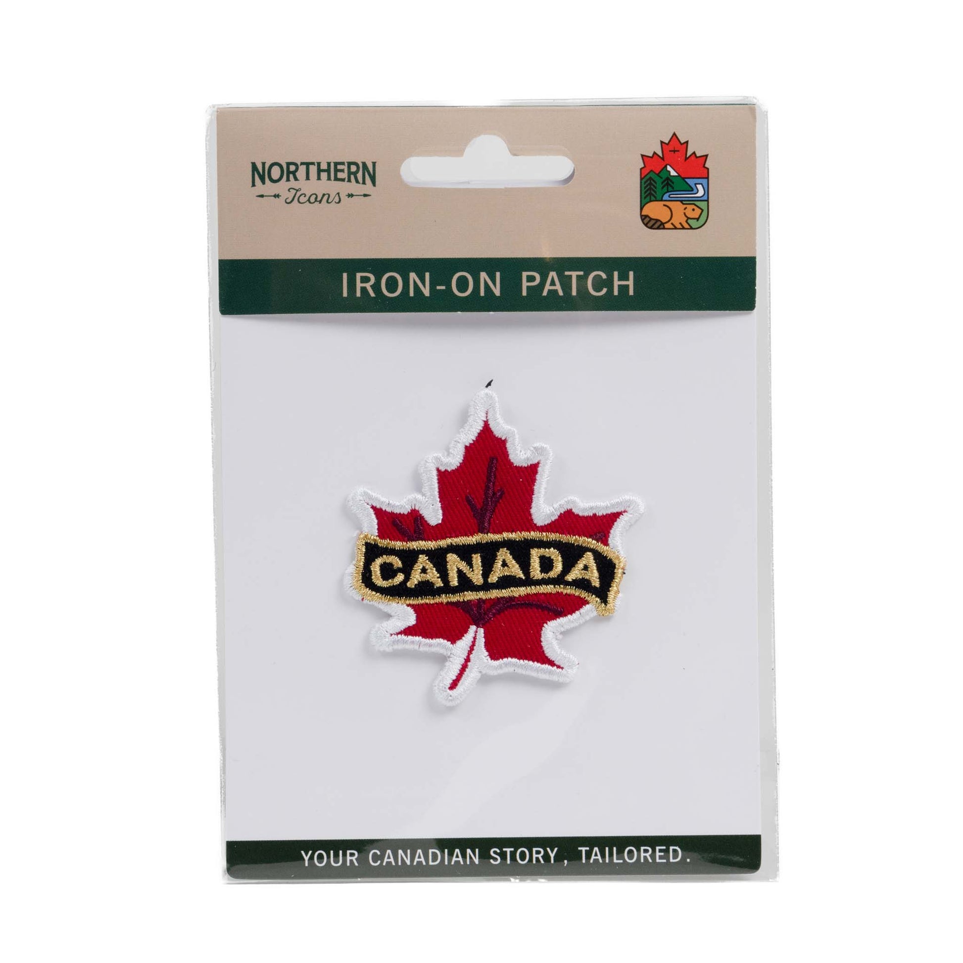 Canada Maple Leaf Die-Cut Iron-On Patch Packaged