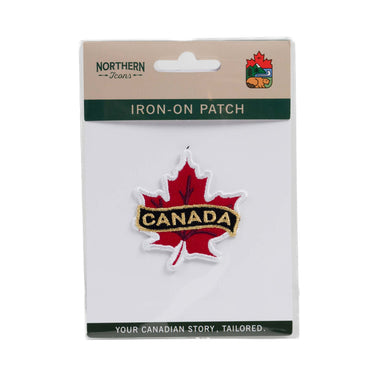 Canada Maple Leaf Die-Cut Iron-On Patch Packaged