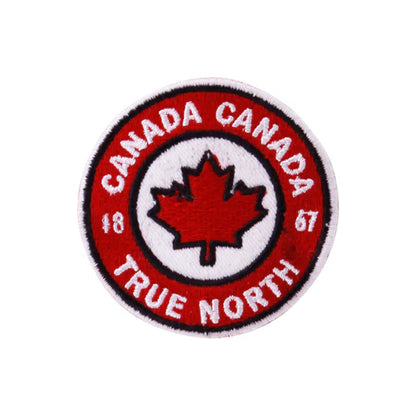 Canada Maple Leaf True North Round Iron-On Patch