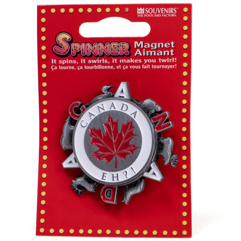 Canada Metal Spinner Magnets Canadian Eh?! with Animals