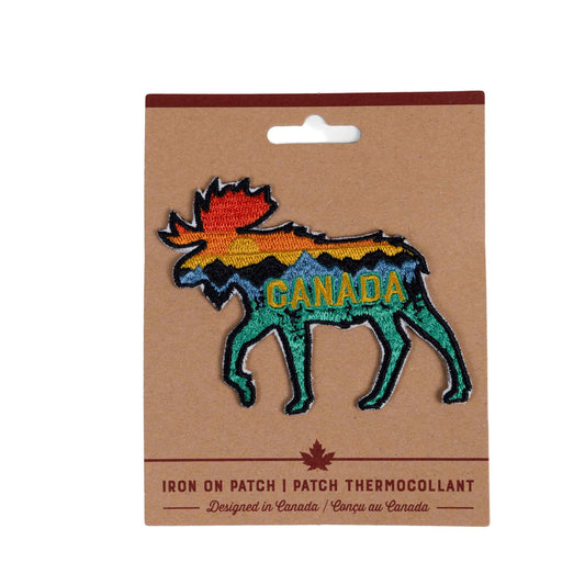 Canada Moose Forest Sunset Iron-On Patch