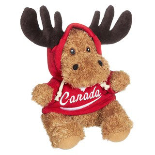 Canadaian Moose Stuffed Animal in Red Hoodie - 9"