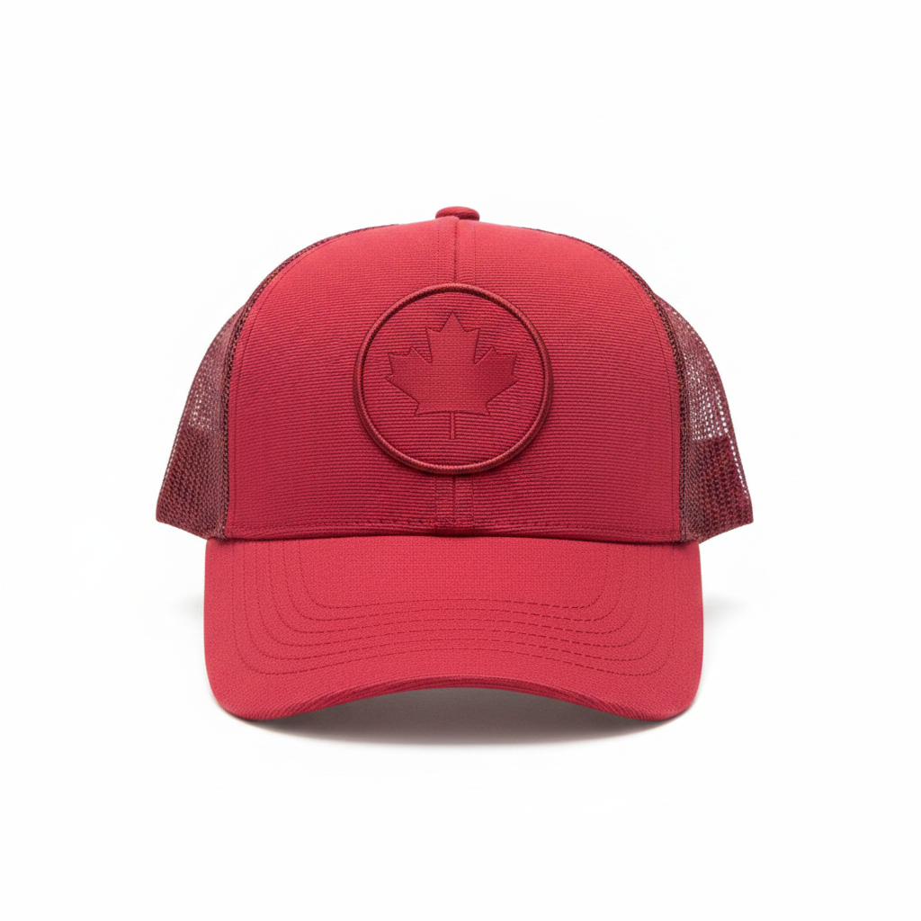 Canada Round Maple Leaf Mesh Cap Red front