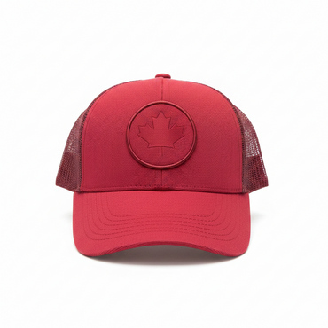 Canada Round Maple Leaf Mesh Cap Red front