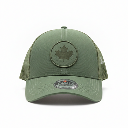 Canada Round Maple Leaf Mesh Cap Green Front
