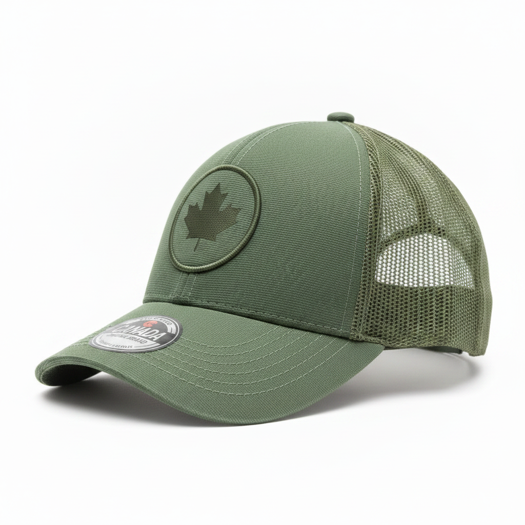 Canada Round Maple Leaf Mesh Cap Green Side
