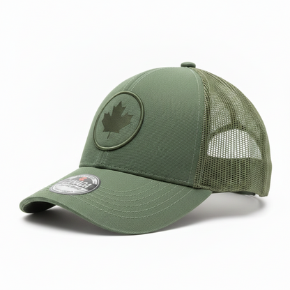 Canada Round Maple Leaf Mesh Cap Green Side

