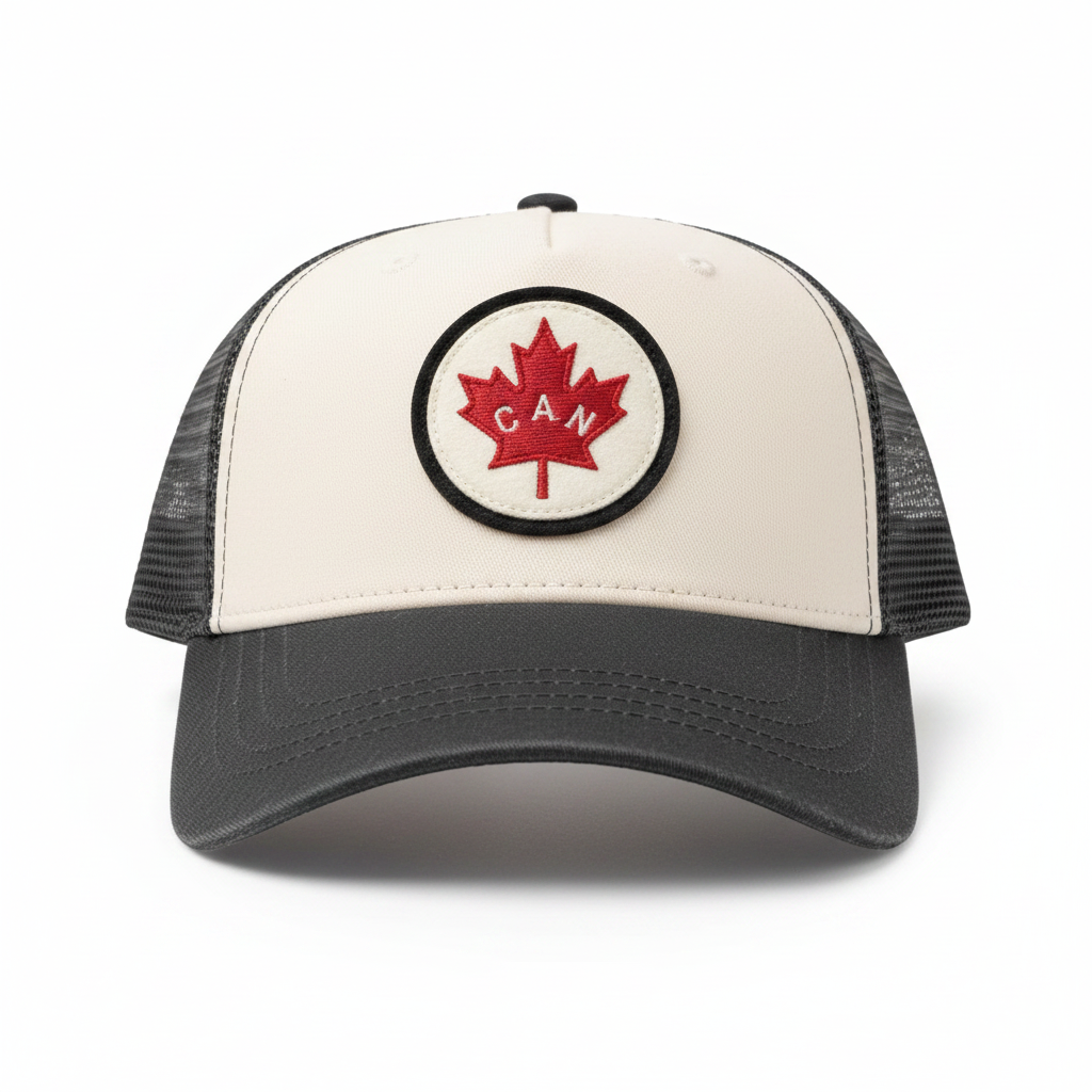 Canada round Maple Leaf Patch Mesh Cap front