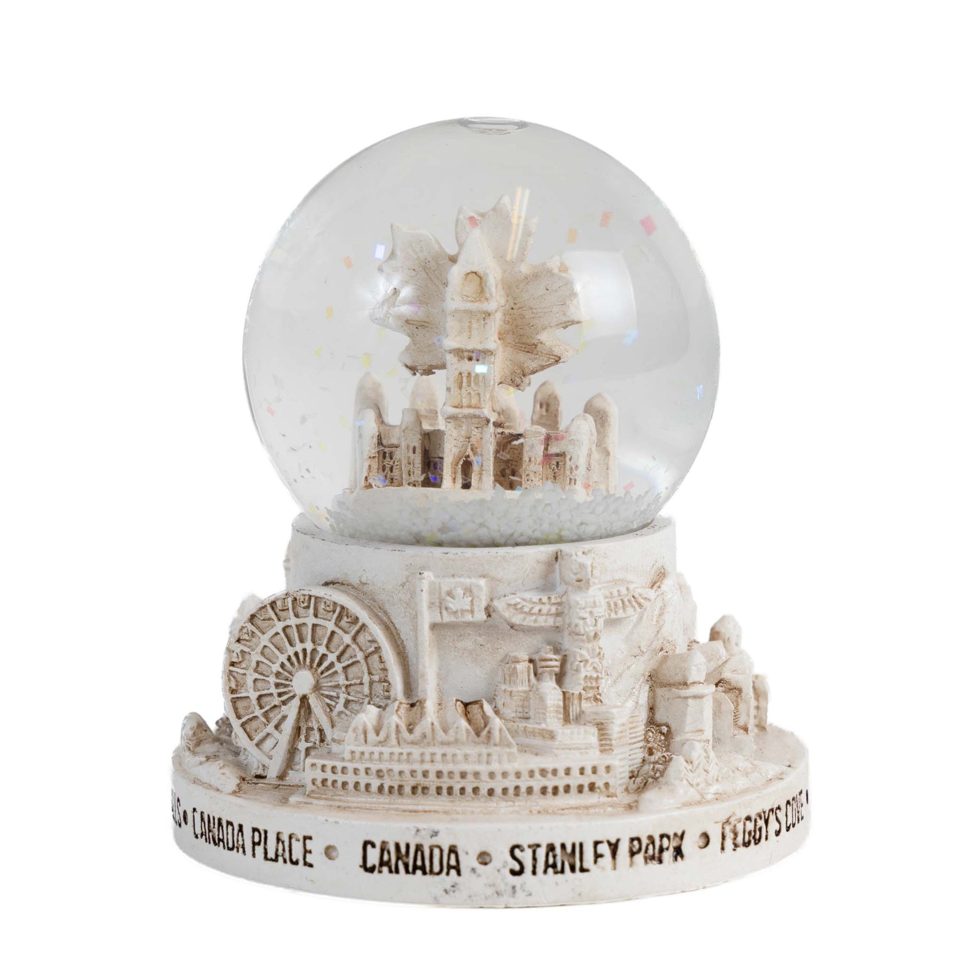 Canada Snow Globe - Maple Leaf Ivory 65mm back view