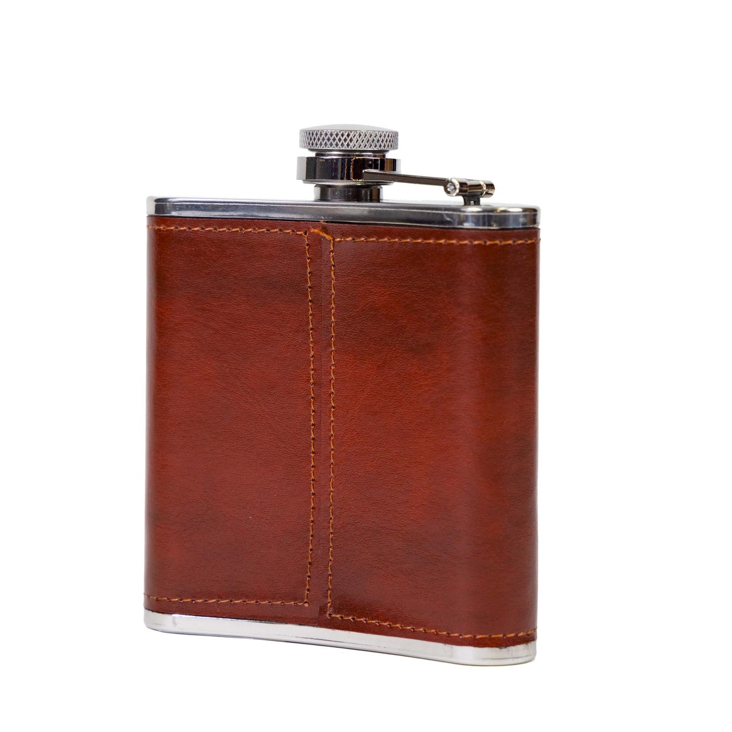 Canada with Maple Leaves Leather Flask - 6oz Back view
