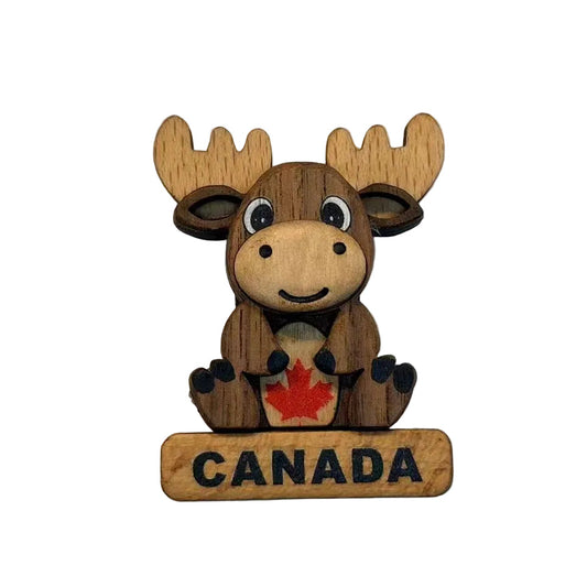 Canada Funny Moose 3D Wooden Magnet