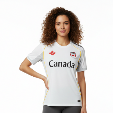 Canada Soccer Jersey – White - female model