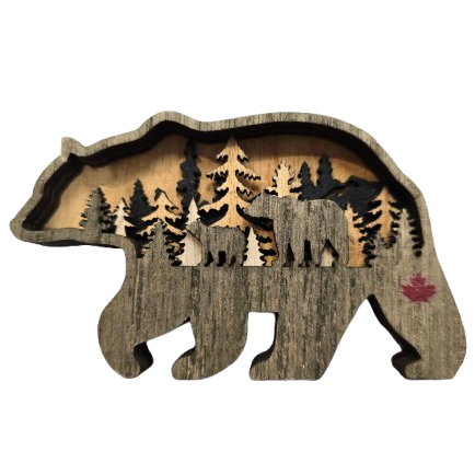 Canadian Bear Layered Wooden Magnet