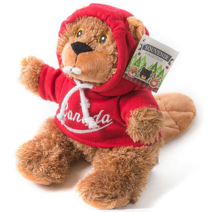 Canadian Beaver Stuffed Animal in Red Hoodie - 9"