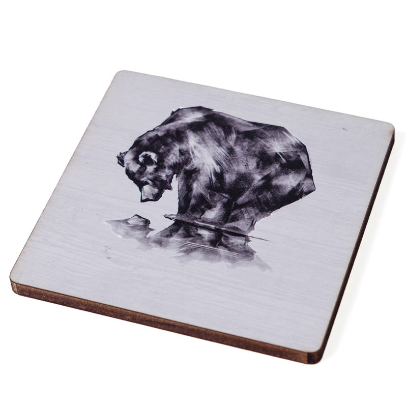 Canadian Black Bear Reflection - Wooden Coaster