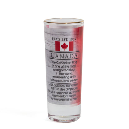 Canadian Flag Facts Tall Shot Glass Back view