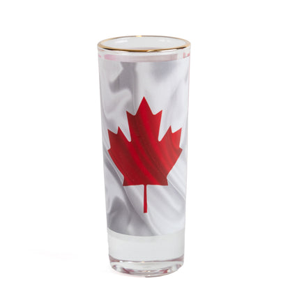 Canadian Flag Facts Tall Shot Glass Front view
