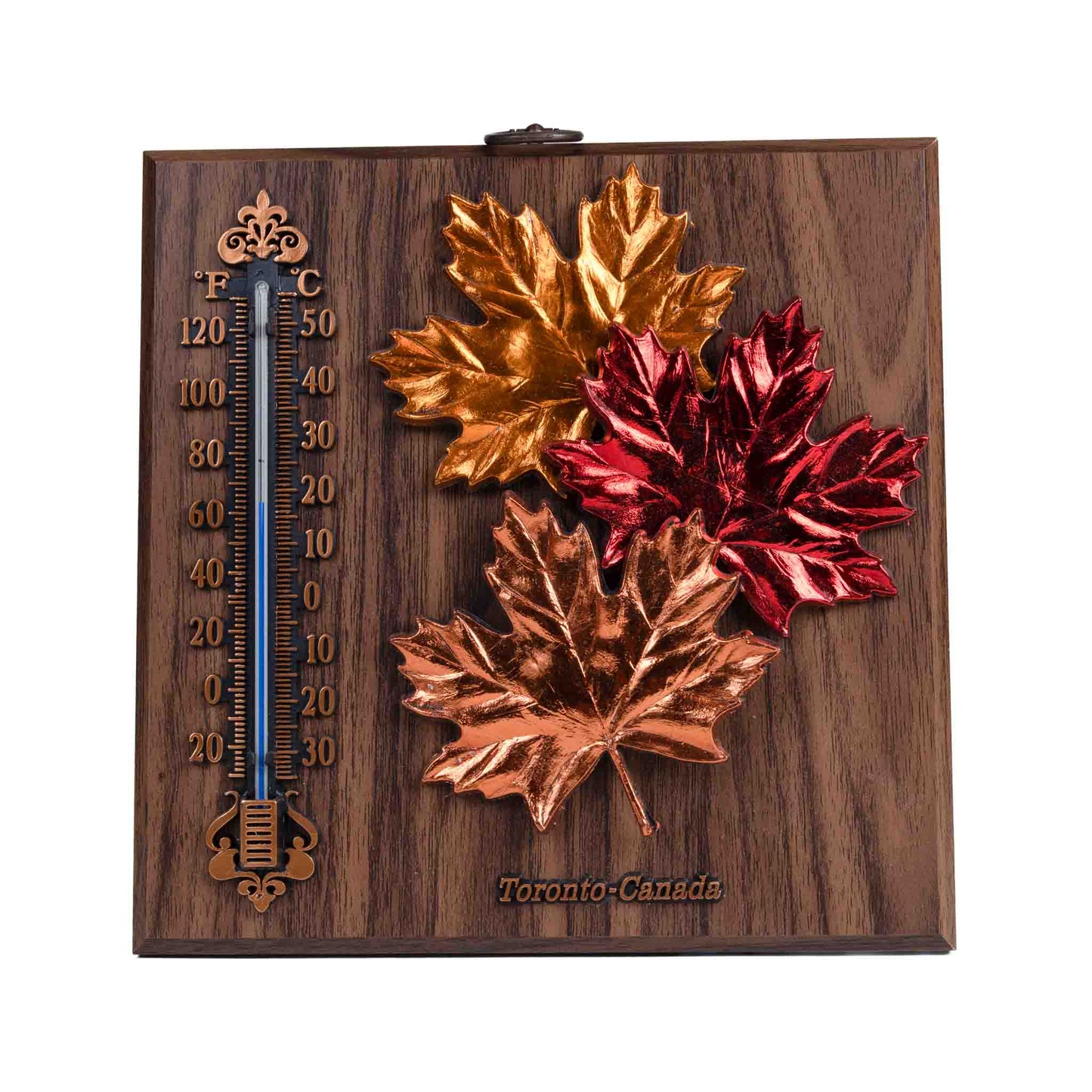 Canadian Maple Leaves Wall Plaque with Thermometer - 8 x 8 inches unboxing