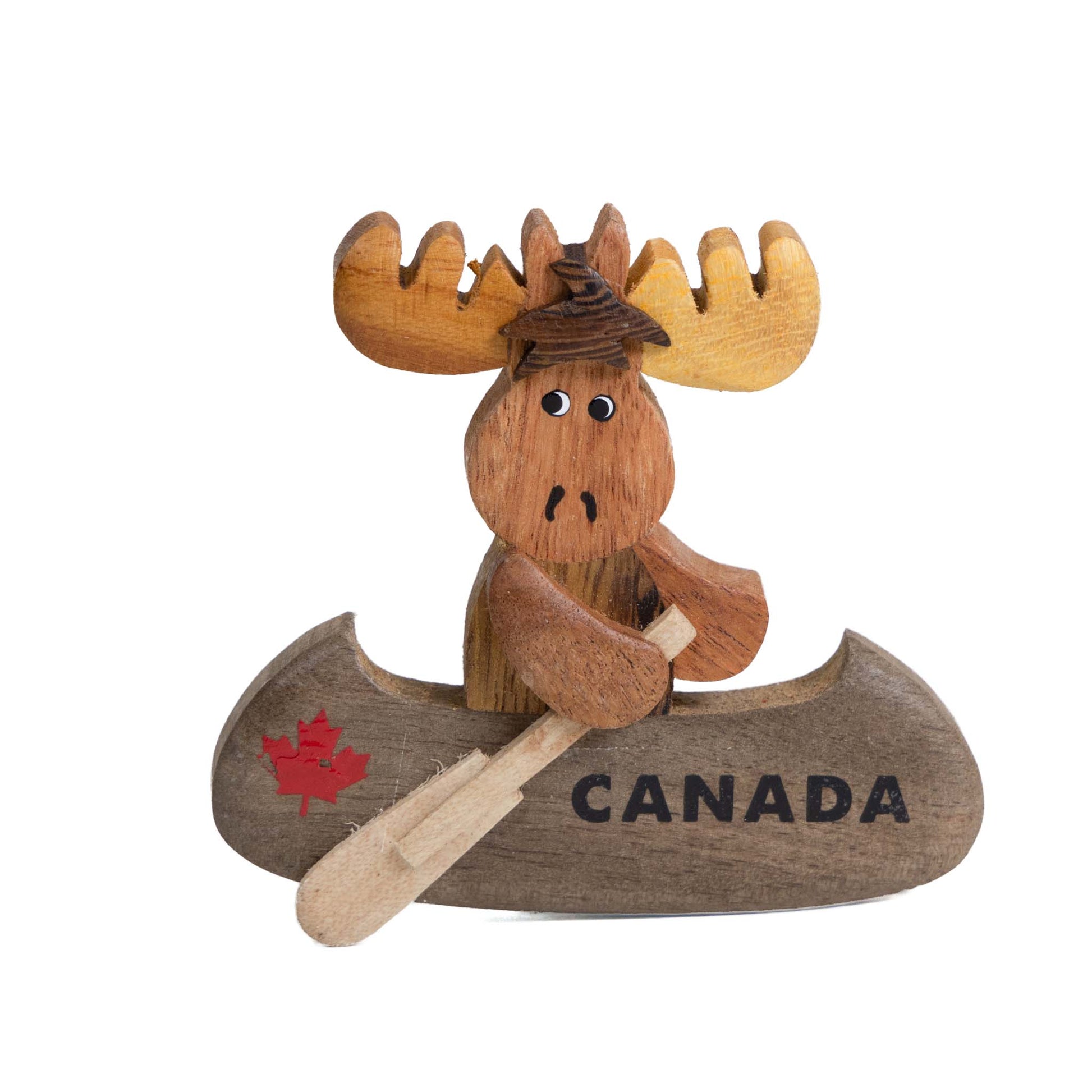Canadian Moose in a Kayak Wooden Magnet