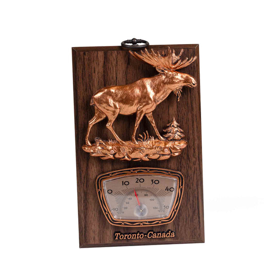 Canadian Moose Wall Plaque with Thermometer - 6 x 4 inches