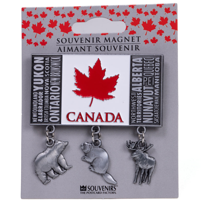 Canadian Provinces Magnet with Animal Charms