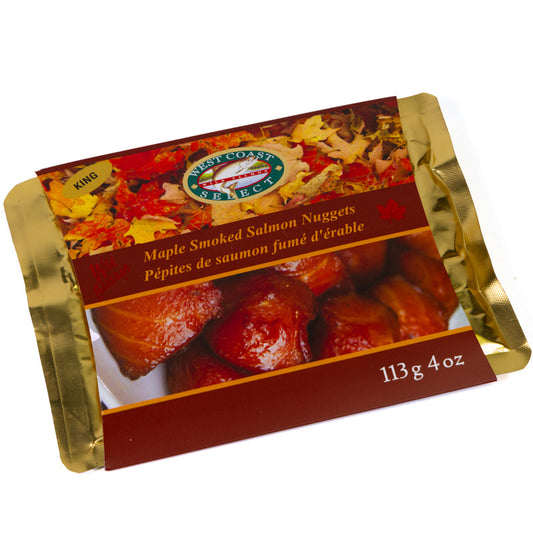 Nuggets de salmón real ahumado con arce silvestre canadiense, 113 g