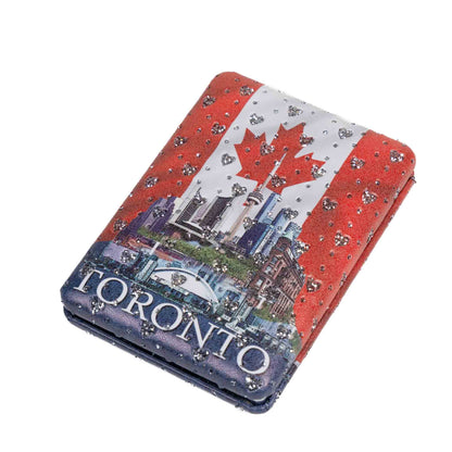 Toronto Cityscape Canadian Flag Glitter Compact Mirror