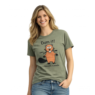 Dam It! Funny Beaver Canada T-Shirt - female model