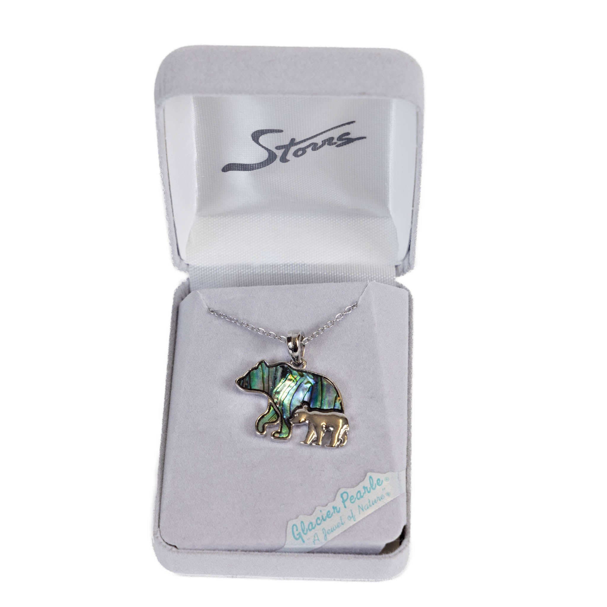 Glacier Pearle Abalone Bear Necklace - Mother & Cub