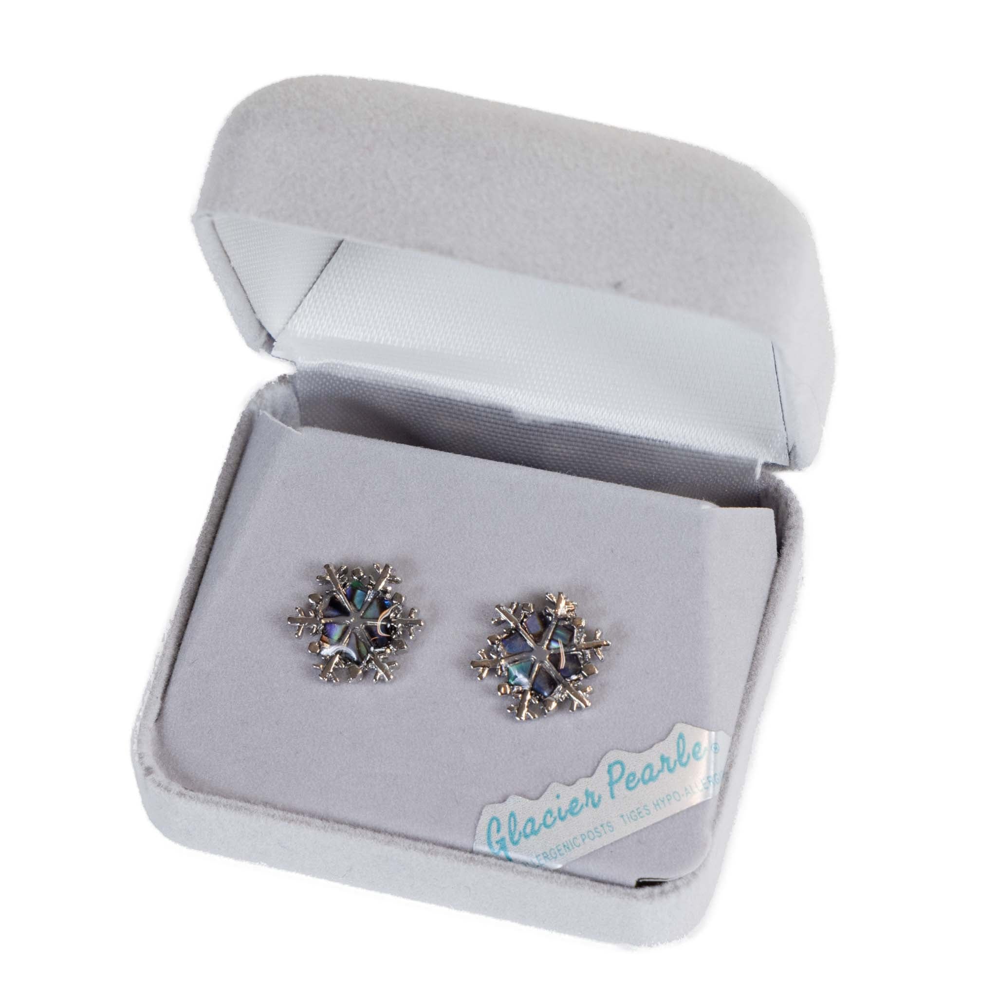Glacier Pearle Abalone Snowflake Earrings