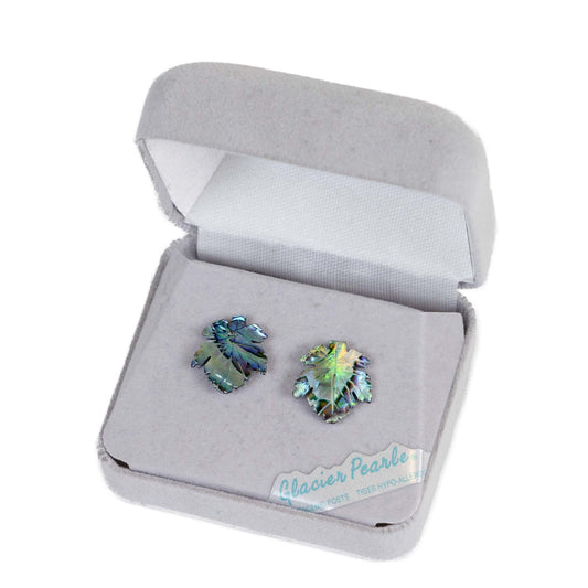 Glacier Pearle Abalone Twirling Maple Leaf Earrings