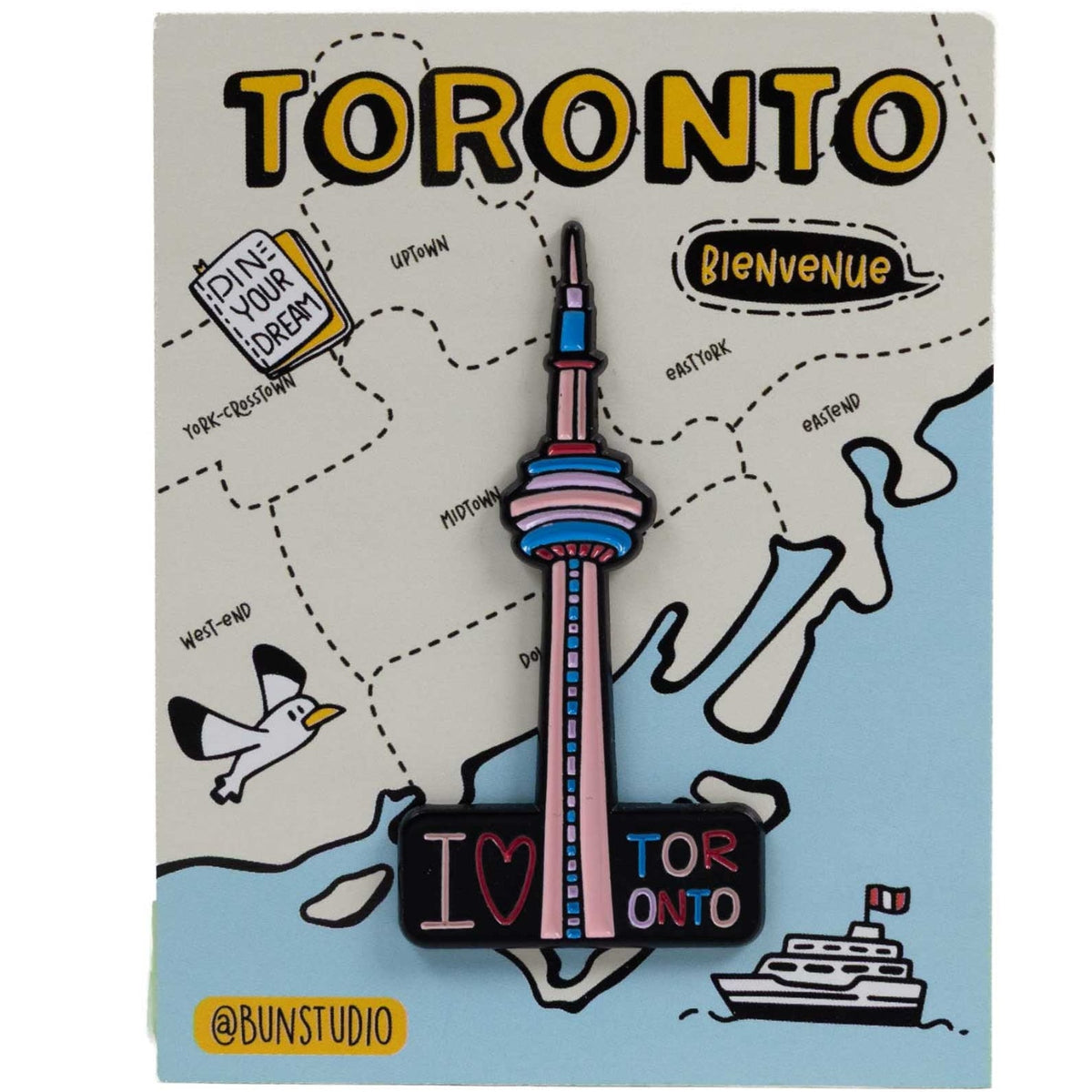 Toronto Pin I Love Toronto with CN Tower Pastel Lapel Pin – UCANADA