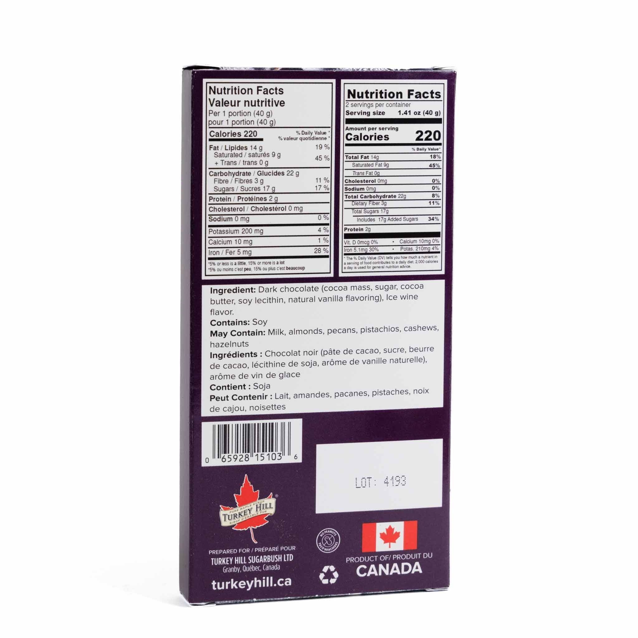 冰酒黑巧克力- 100g – UCANADA
