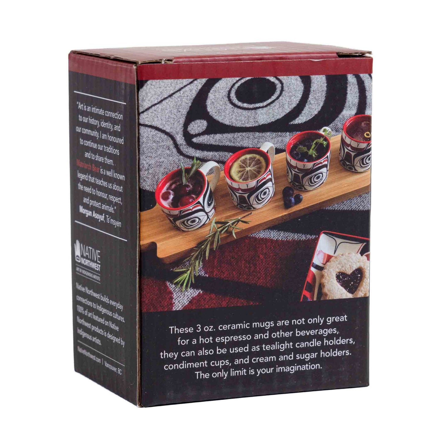 Indigenous Espresso Cup - Matriarch Bear by Morgan Asoyuf - Set of 2 Back view