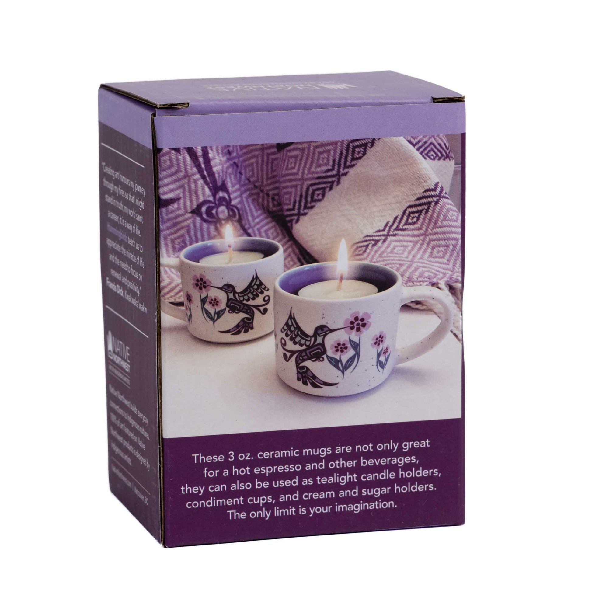 Indigenous Espresso Cup - Ojibwe Florals by Storm Angeconeb - Set of 2 Back view