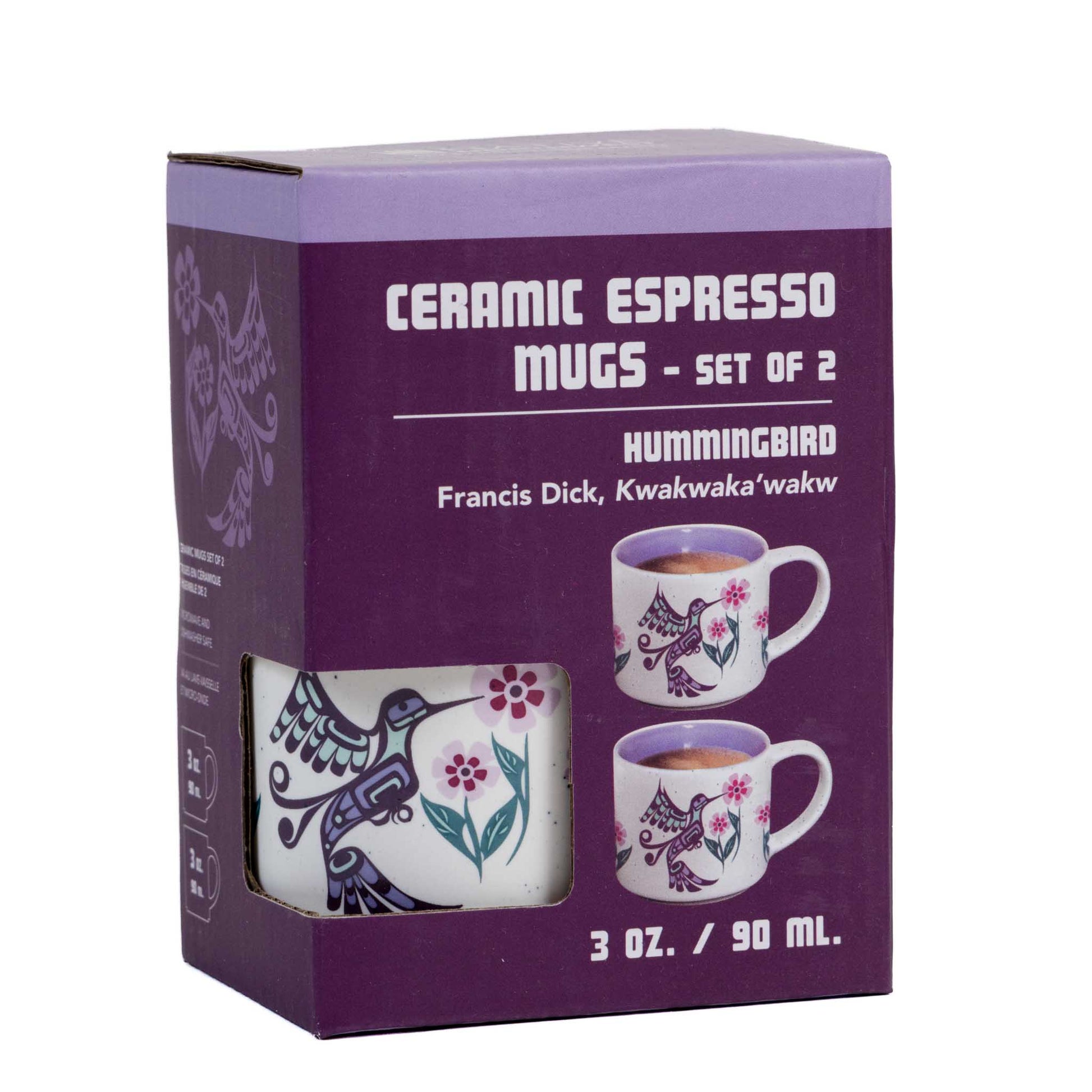 Indigenous Espresso Cup - Ojibwe Florals by Storm Angeconeb - Set of 2 Front view