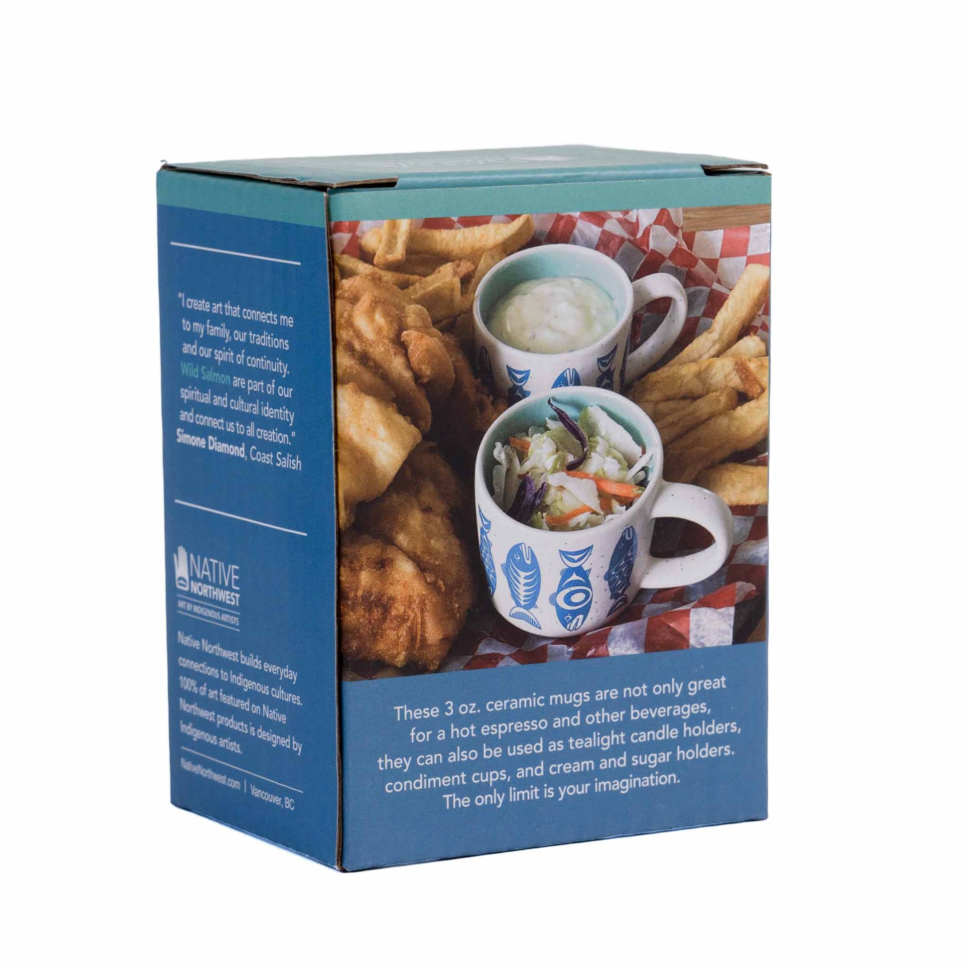 Indigenous Espresso Cup - Salmon in The Wild by Simone Diamond - Set of 2 Back view