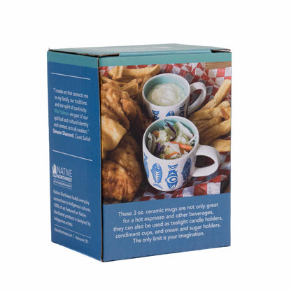 Indigenous Espresso Cup - Salmon in The Wild by Simone Diamond - Set of 2 Back view